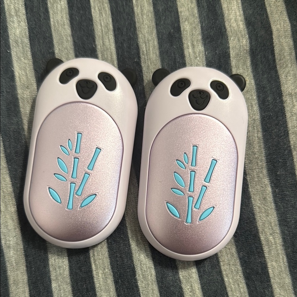 Cute Panda Hand Warmers in Purple and Blue